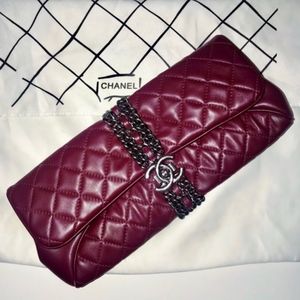 CHANEL burgundy clutch